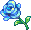 Pixel art of a single blue rose